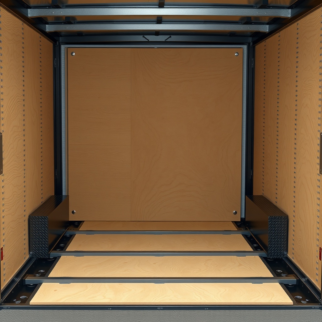 <clean photorealistic photo/illustration of a Big Tex 14SR trailer floor partially removed