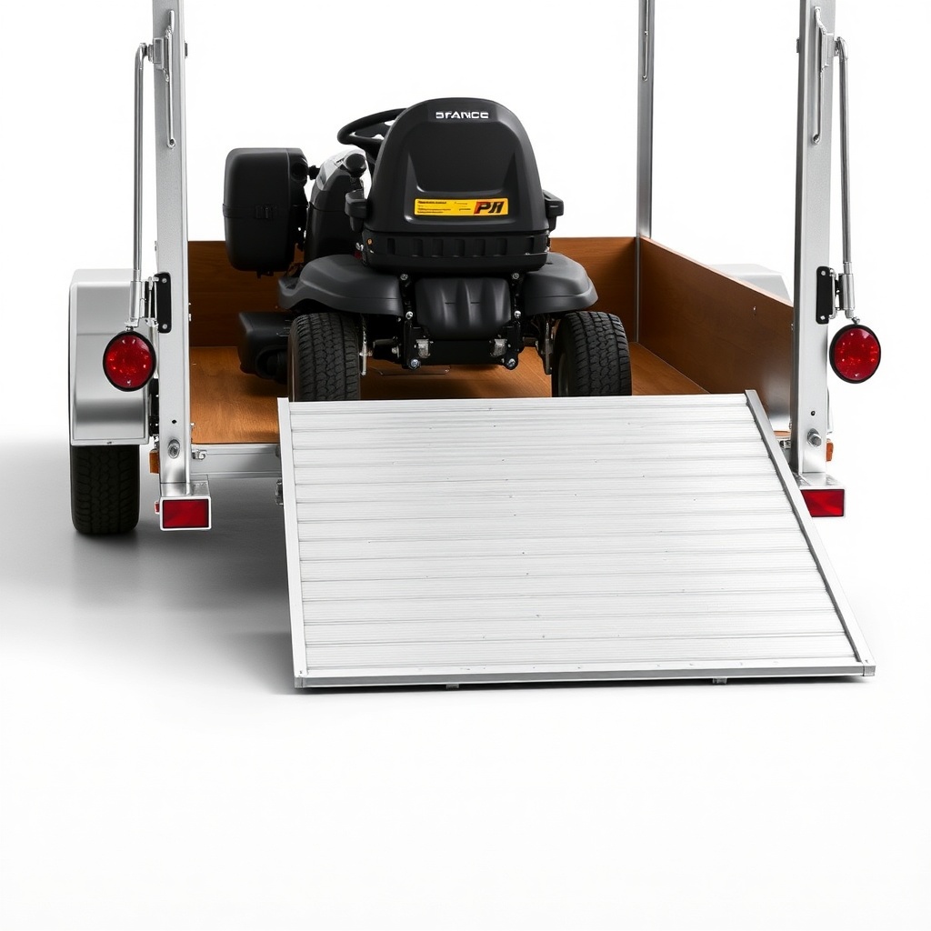 A side-angle view of the rear of a PJ Trailers 5x10