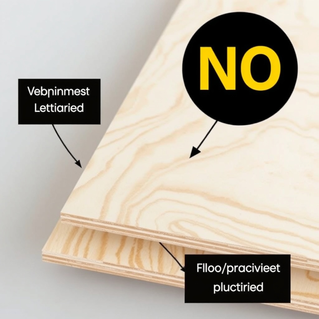 <clean photorealistic photo/illustration of a Wells Cargo 6x12 floor plywood cross-section